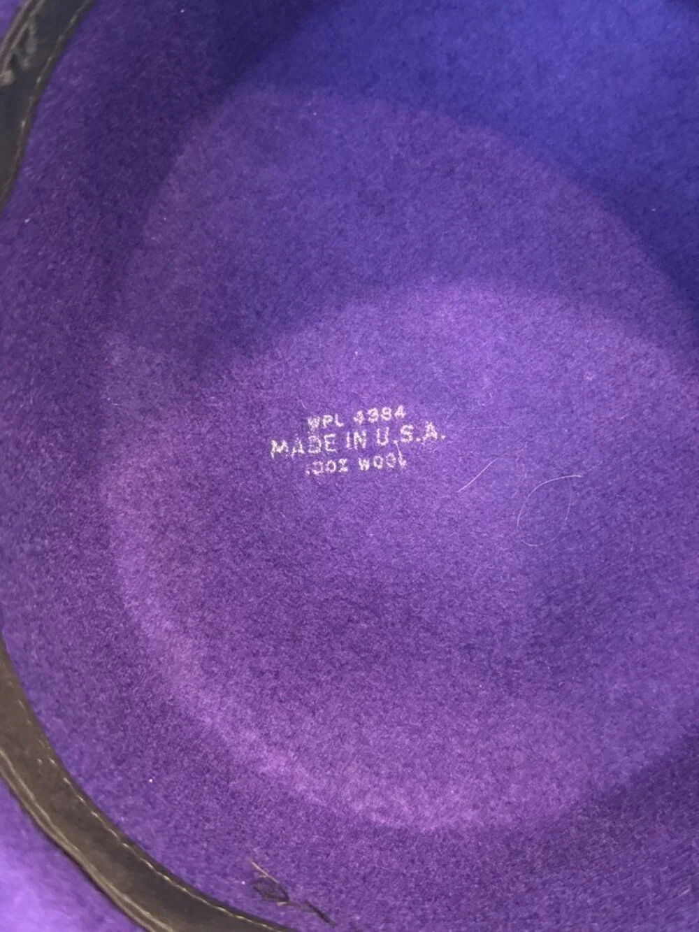 Vtg Purple Wool Bowler Hat Black Ribbon Made USA Compagne International Express